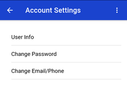 screenshot of account settings menu